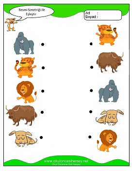 Simetrisi ile Eşleştir Çalışma Sayfaları